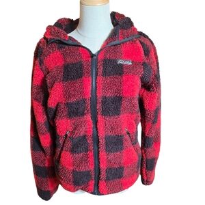 Polo by Ralph Lauren Red and Black Checkered Zip Up Fleece Hoodie